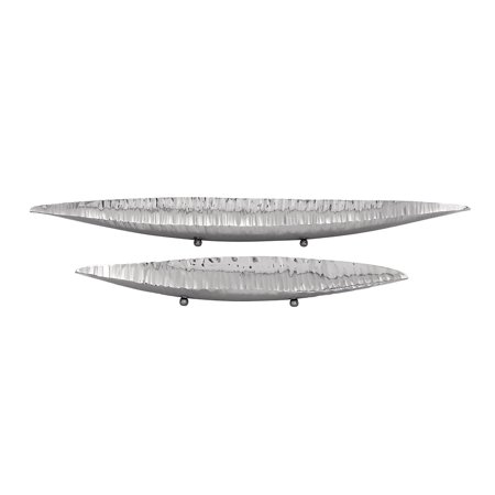 Deco 79 38053 Stainless Steel Canoe Bowl Set of 2