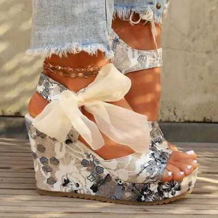 Women s Floral Print Wedge Sandals Peep Toe Bow Slingback Platform Heels All-Match Outdoor Sandals
Women s Floral Print Wedge Sandals Peep Toe Bow Slingback Platform Heels All-Match Outdoor Sandals