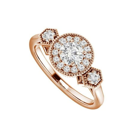 1.30 CT 14K Rose Gold Vermeil Cubic Zirconia Engagement Ring, Size 6