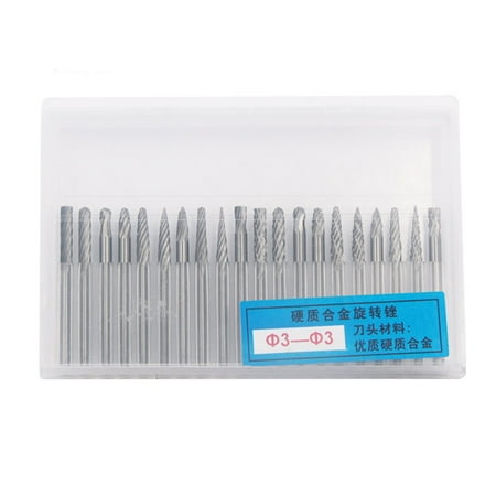 20 Pieces 3mm 1/8 Shank Rotary Burrs Set Tungsten Steel Engraving Bits Grinder Drill Bit for Auto Carving Woodworking
20 Pieces 3mm 1/8 Shank Rotary Burrs Set Tungsten Steel Engraving Bits Grinder Drill Bit for Auto Carving Woodworking
