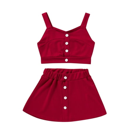 Baby Kids Girl s Outfits Solid Color Ribbed Sleeveless Casual Button Suspender Tank Tops+Solid Skirts 2PCS Set
Baby Kids Girl s Outfits Solid Color Ribbed Sleeveless Casual Button Suspender Tank Tops+Solid Skirts 2PCS Set