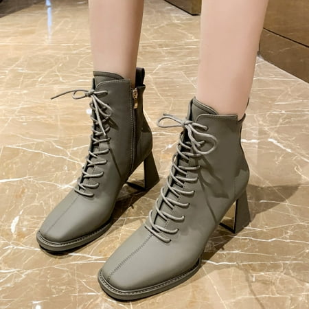 LaceUp Retro Short Solid Comfortable Women Heels Booties Color High Shoes Women s Boots 
LaceUp Retro Short Solid Comfortable Women Heels Booties Color High Shoes Women s Boots
