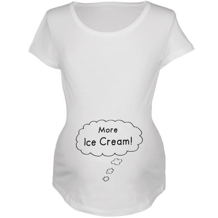 Speech Bubble Baby Talking More Ice Cream White Maternity Soft T-Shirt