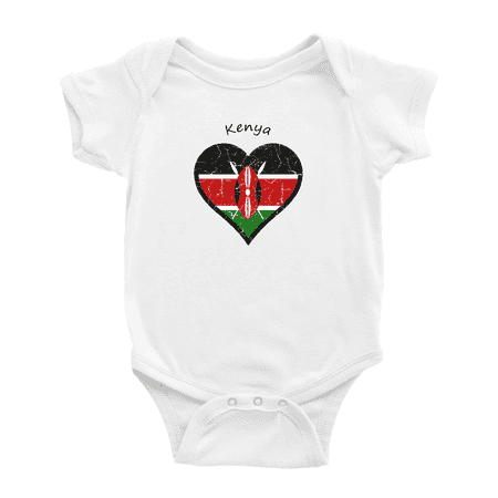 Kenya Flag Heart Love Cute Baby Clothing Bodysuits Clothes