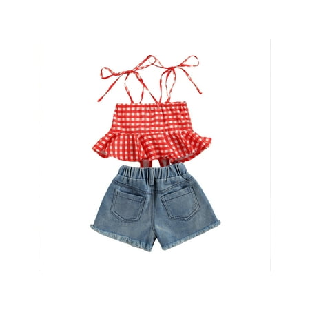 Sunisery Toddler Kids Baby Girl Plaid Tank Tops Denim Shorts Jeans Outfits Clothes Set Red Blue 4-5 Years
Sunisery Toddler Kids Baby Girl Plaid Tank Tops Denim Shorts Jeans Outfits Clothes Set Red Blue 4-5 Years
