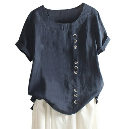 Women’s Summer Linen Retro Blouse Casual Trendy Short Sleeve V Neck Tees Shirt Loose Button Tunic Tops for Women
Women’s Summer Linen Retro Blouse Casual Trendy Short Sleeve V Neck Tees Shirt Loose Button Tunic Tops for Women