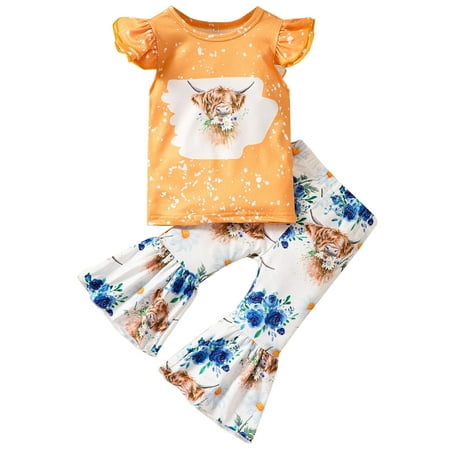 Toddler Girl Clothes Flutter Sleeves Kids Cow Head Top Print Outfits Set Bell Bottom Pants Flared Girl Clothes Outfits Set Summer Outfits
Toddler Girl Clothes Flutter Sleeves Kids Cow Head Top Print Outfits Set Bell Bottom Pants Flared Girl Clothes Outfits Set Summer Outfits