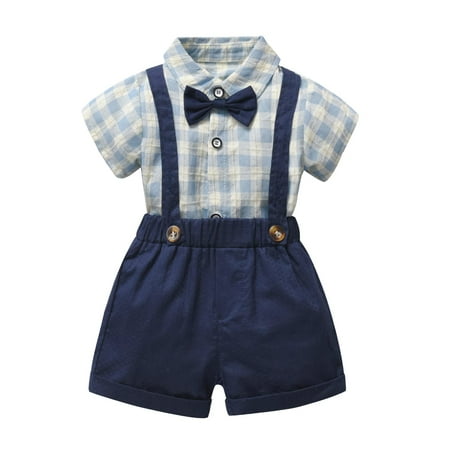 StylesILove Little Boys Short Sleeve Plaid Shirt and Suspender Bottom Bowtie 3pcs Gentleman Suit Set Cotton Overalls Outfit (5T)
StylesILove Little Boys Short Sleeve Plaid Shirt and Suspender Bottom Bowtie 3pcs Gentleman Suit Set Cotton Overalls Outfit (5T)