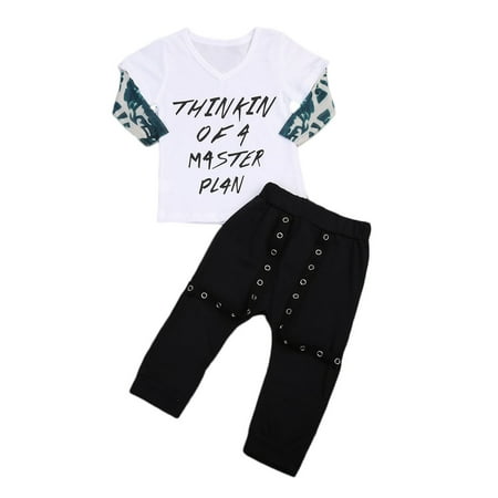 Bmnmsl Newborn Kids Baby Boys Clothes Outfits T-shirt Tops+ Long Pants Set
