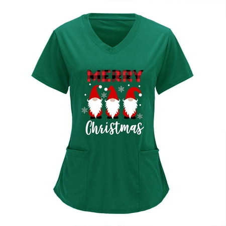 Women Scrubs Top Nurses Clothing Working Uniform Top Care Workwear V-Neck Solid Color Overalls Christmas Printing Solid Color Short Sleeve Top
Women Scrubs Top Nurses Clothing Working Uniform Top Care Workwear V-Neck Solid Color Overalls Christmas Printing Solid Color Short Sleeve Top