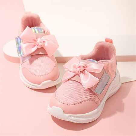 Girls Bowknot Soft-soled Sneakers Lightweight Breathable Non-slip Running Shoes Chunky Sneaker