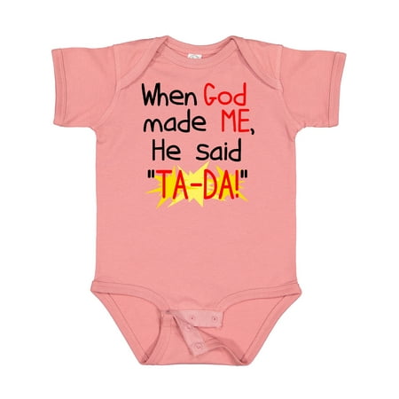 Inktastic When God Made Me Gift Baby Boy or Baby Girl Bodysuit