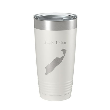 Fish Lake Map Tumbler Travel Mug Insulated Laser Engraved Coffee Cup Utah 20 oz White