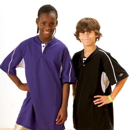 Alleson Athletic Mesh Baseball Youth Jersey-Color:White/Black,Size:Medium