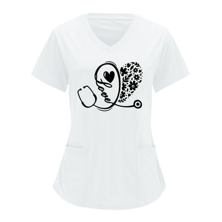 TAIAOJING Scrubs for Women V Neck Solid Color Overalls Partial Positioning Printing Solid Color Short Sleeve Top Overalls Top
TAIAOJING Scrubs for Women V Neck Solid Color Overalls Partial Positioning Printing Solid Color Short Sleeve Top Overalls Top