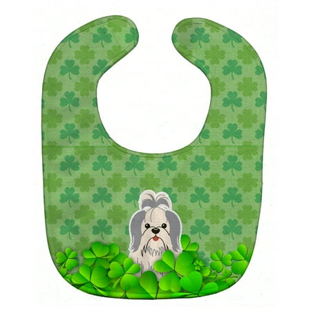 Carolines Treasures BB6226BIB Shih Tzu Silver White Shamrocks Baby Bib 10 x 13 multicolor