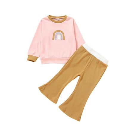 BrilliantMe Toddler Baby Girls Rainbow Print Long Sleeve Tops T shirt Flared Pants 2pcs Autumn Outfits Set Brown 2-3 Years
BrilliantMe Toddler Baby Girls Rainbow Print Long Sleeve Tops T shirt Flared Pants 2pcs Autumn Outfits Set Brown 2-3 Years