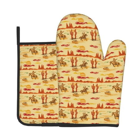 Vsdgher Wild West Colorful Oven Mitts and Pot Holders 2 pcs Set High Heat Resistant Kitchen Oven Glove for Baking and Cooking
Vsdgher Wild West Colorful Oven Mitts and Pot Holders 2 pcs Set High Heat Resistant Kitchen Oven Glove for Baking and Cooking