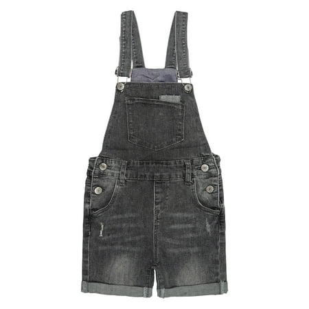 KIDSCOOL SPACE Girls Shorts Big Girls Big Bibs Washed Soft Summer Denim Shortalls Grey 7-8 Years