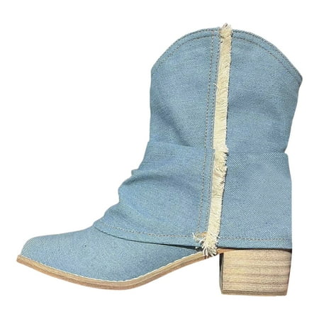 Women S Ankle Boots Western Cowboy Blue High Heeled Retro Pointed Pile Up Pants Thick Heeled Sleeve Tassel Short Boots
Women S Ankle Boots Western Cowboy Blue High Heeled Retro Pointed Pile Up Pants Thick Heeled Sleeve Tassel Short Boots