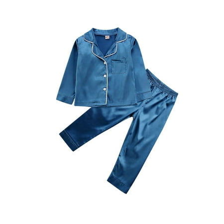Sunisery Toddler Baby Kids Girls Satin Pajamas Set Long Sleeve Button Down Sleepwear Pajama Sets Navy blue 5-6 Years
Sunisery Toddler Baby Kids Girls Satin Pajamas Set Long Sleeve Button Down Sleepwear Pajama Sets Navy blue 5-6 Years