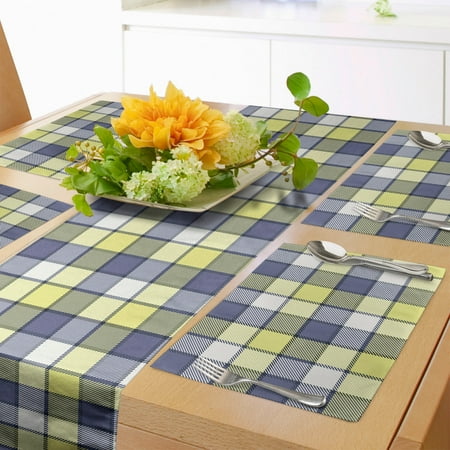 Blue Yellow Vintage Table Runner & Placemats Geometric Pattern with Diagonal Striped Squares Checkered Set for Dining Table Placemat 4 pcs + Runner 16 x90 Ceil Blue Pastel Yellow by Ambesonne
Blue Yellow Vintage Table Runner & Placemats Geometric Pattern with Diagonal Striped Squares Checkered Set for Dining Table Placemat 4 pcs + Runner 16 x90 Ceil Blue Pastel Yellow by Ambesonne