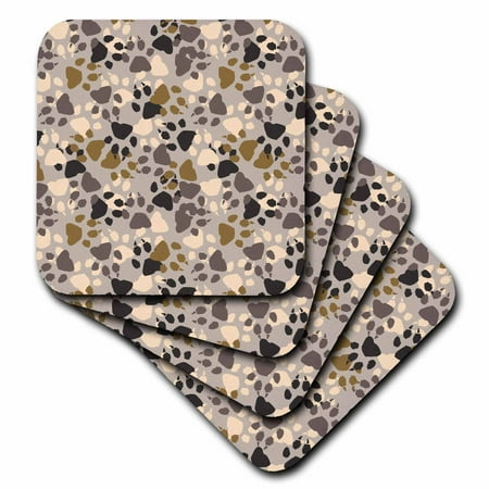 3dRose Paw Prints Soft Coasters set of 8