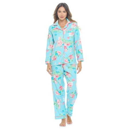 Casual Nights Women s Flannel Long Sleeve Button Down Pajama Set