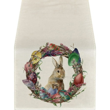BLGAT Easter Table Runner Rabbit Pattern Table Decoration Waterproof Mat Fabric Printed Table Mat C