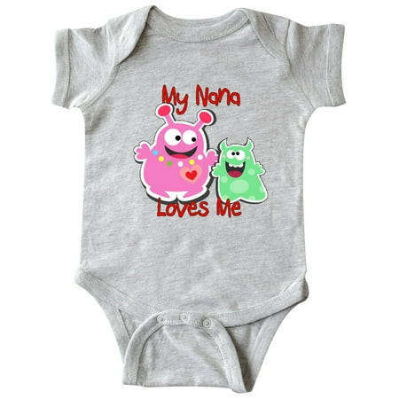 Inktastic My Nana Loves Me Monster Gift Baby Boy or Baby Girl Bodysuit