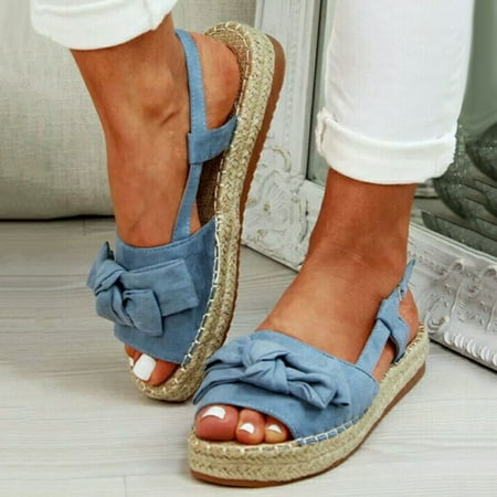 BRISEZZS Platform Sandals for Women Casual Open Toe Summer Slide Sandals #126 Blue