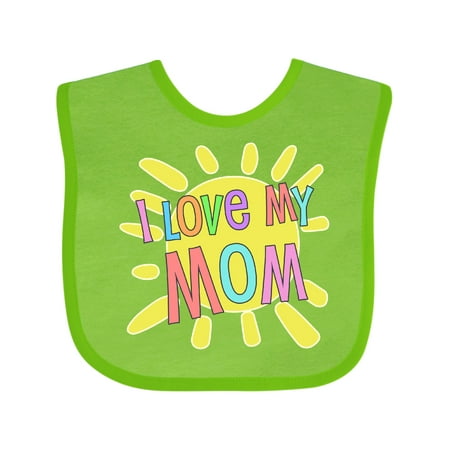 Inktastic I Love My Mom- Sun and Rainbow Letters Gift Baby Boy or Baby Girl Bib
