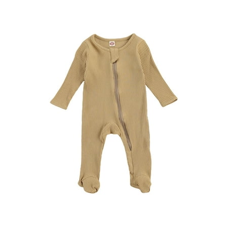 Qtinghua Newborn Infant Baby Girl Boy Long Sleeve Knit Footed Romper Zipper Jumpsuit Cotton Pajamas Fall Winter Outfits Light Brown 0-3 Months
Qtinghua Newborn Infant Baby Girl Boy Long Sleeve Knit Footed Romper Zipper Jumpsuit Cotton Pajamas Fall Winter Outfits Light Brown 0-3 Months