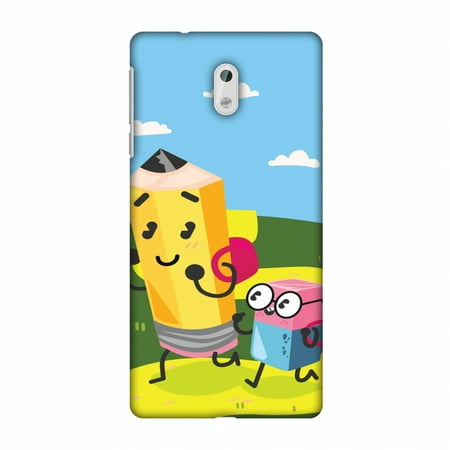 Nokia 3 Case, Premium Handcrafted Printed Designer Hard ShockProof Case Back Cover with Screen Cleaning Kit for Nokia 3 - Cute Pencil & Eraser