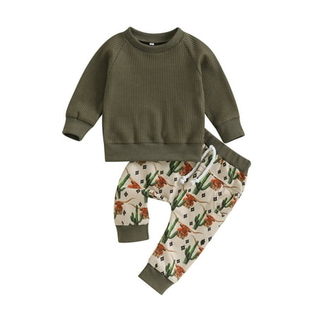 Toddler Girl Autumn Western Clothes Waffle Solid Color Long Sleeve Sweatshirt CattleFlower Pattern Pants Casual Outfit
Toddler Girl Autumn Western Clothes Waffle Solid Color Long Sleeve Sweatshirt CattleFlower Pattern Pants Casual Outfit