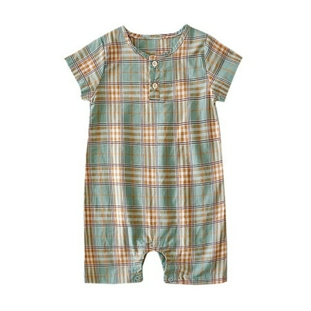 Dosaele Baby jumpsuit summer short-sleeved male baby clothes Korean plaid summer newborn cotton children s clothing short crawl
Dosaele Baby jumpsuit summer short-sleeved male baby clothes Korean plaid summer newborn cotton children s clothing short crawl
