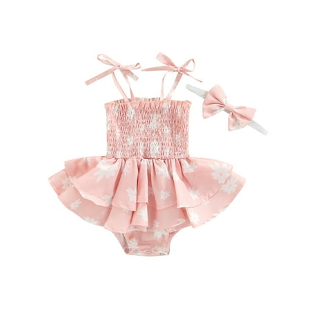 Sunisery 2Pcs Summer Toddler Baby Girls Rompers Clothes Flower Sleeveless Strap Layered Jumpsuits Skirts + Headband Pink 0-6 Months
Sunisery 2Pcs Summer Toddler Baby Girls Rompers Clothes Flower Sleeveless Strap Layered Jumpsuits Skirts + Headband Pink 0-6 Months