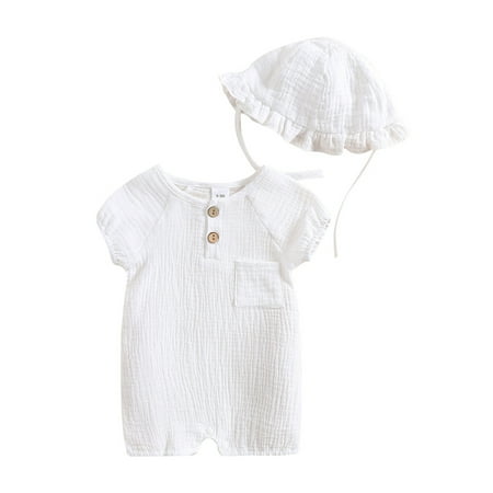 Carolilly Baby Solid Color Clothes Set Short-sleeved Chest Pocket Jumpsuit Romper with Lace Hat for Summer,0-1Y
Carolilly Baby Solid Color Clothes Set Short-sleeved Chest Pocket Jumpsuit Romper with Lace Hat for Summer,0-1Y
