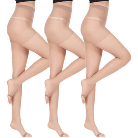 3PCS Women Fashion Open Toe Sheer One Size Ultra-Thin Slim Stretch Pantyhose