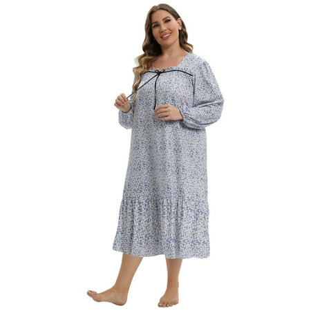 Nightgowns for Women Plus Size Long Sleepwear Square Neck Loungewear Long Sleeve Pajama Loose Ruffle Hem House Dress Floral Duster Soft Comfy Nightdress Gray Blue XL-5XL
Nightgowns for Women Plus Size Long Sleepwear Square Neck Loungewear Long Sleeve Pajama Loose Ruffle Hem House Dress Floral Duster Soft Comfy Nightdress Gray Blue XL-5XL