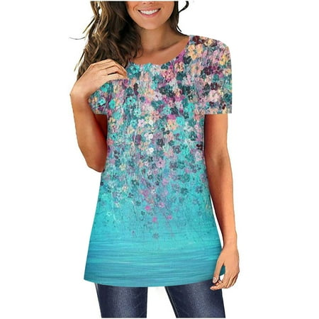 Womens Summer Tops 2023 Women Casual Summer Printing Short Sleeves Round Neck Loose T-Shirt Blouse Tops Work Blouse Dark Blue XXL
Womens Summer Tops 2023 Women Casual Summer Printing Short Sleeves Round Neck Loose T-Shirt Blouse Tops Work Blouse Dark Blue XXL