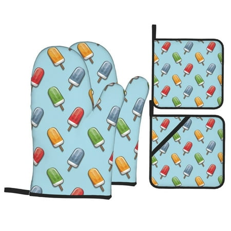 Oven Mitts and Pot Holders Sets 4 pcs - Modern ice cream Heat Resistant Silicone Oven Gloves with Non-Slip Silicone Surface and hot pads for kitchen Baking Cooking BBQ
Oven Mitts and Pot Holders Sets 4 pcs - Modern ice cream Heat Resistant Silicone Oven Gloves with Non-Slip Silicone Surface and hot pads for kitchen Baking Cooking BBQ