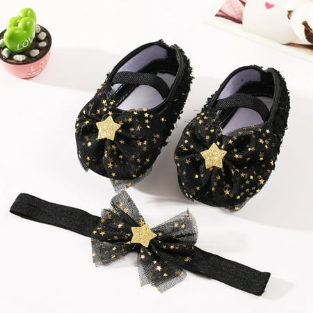 Newborn Baby Girls Shoes Net Yarn Bowknot Star Princess Shoes Toddler Soft Sole Walking Cotton Shoes Headband Set Black S
Newborn Baby Girls Shoes Net Yarn Bowknot Star Princess Shoes Toddler Soft Sole Walking Cotton Shoes Headband Set Black S