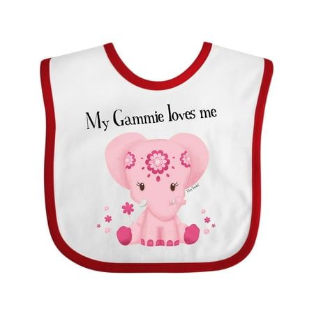 Inktastic Aditi My Gammie Loves Me Pink Elephant Beautiful Gift Baby Girl Bib
