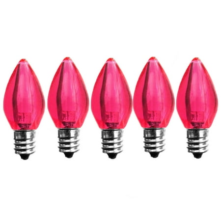 

Pack of (5) C7 LED Pink Bulbs - C7 Smooth Lens