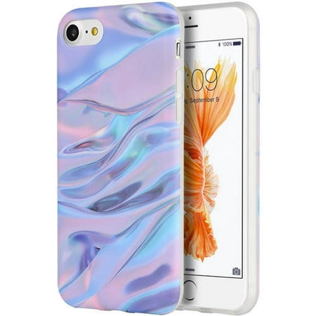 [해외] MUNDAZE Waves Jelly Skin Case for Apple iPhone 7 8 Plus, Blue Aqua