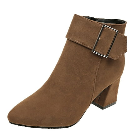 Ankle Boots for Women Suede Fashion Thick Boots Heel Women s Ankle Buckle Belt Zipper Pointed women s boots Flock Dress Sandals for Women Brown
Ankle Boots for Women Suede Fashion Thick Boots Heel Women s Ankle Buckle Belt Zipper Pointed women s boots Flock Dress Sandals for Women Brown