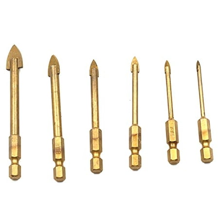 Driak 5pcs Tungsten Carbide Titanium Coated Glass and Tile Drill Bits Set for