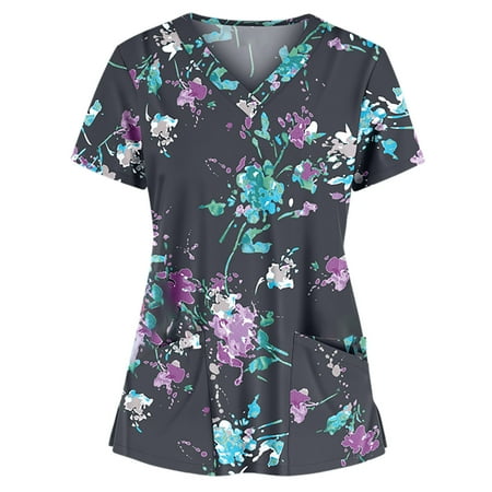 Danhjin Womens Nursing Scrub Tops Printed Working Uniform Short Sleeve V-Neck Workwear Blouse T-shirt with Pockets Womens Scrubs - Summer Savings Clearance
Danhjin Womens Nursing Scrub Tops Printed Working Uniform Short Sleeve V-Neck Workwear Blouse T-shirt with Pockets Womens Scrubs - Summer Savings Clearance