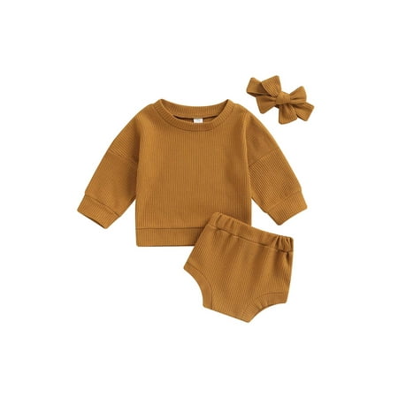 Suanret Infants Baby Girl Streetwear 3Pcs Sets Solid Color Long Sleeve Round Neck Tops Elastic Waist Shorts Headband Earthy Yellow 12-18 Months
Suanret Infants Baby Girl Streetwear 3Pcs Sets Solid Color Long Sleeve Round Neck Tops Elastic Waist Shorts Headband Earthy Yellow 12-18 Months